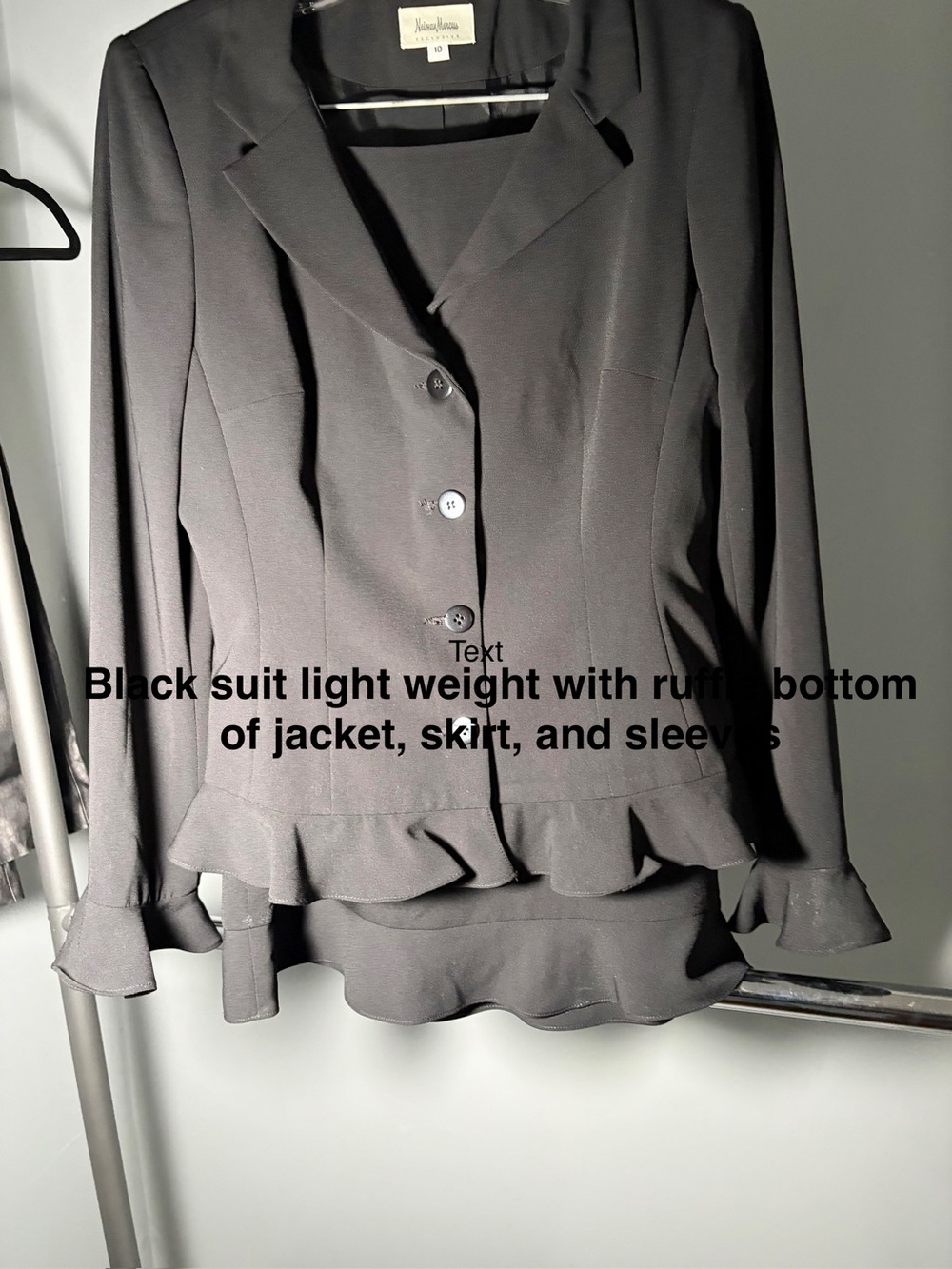 NICOLI Black Ruffle-Hem Suit Jacket